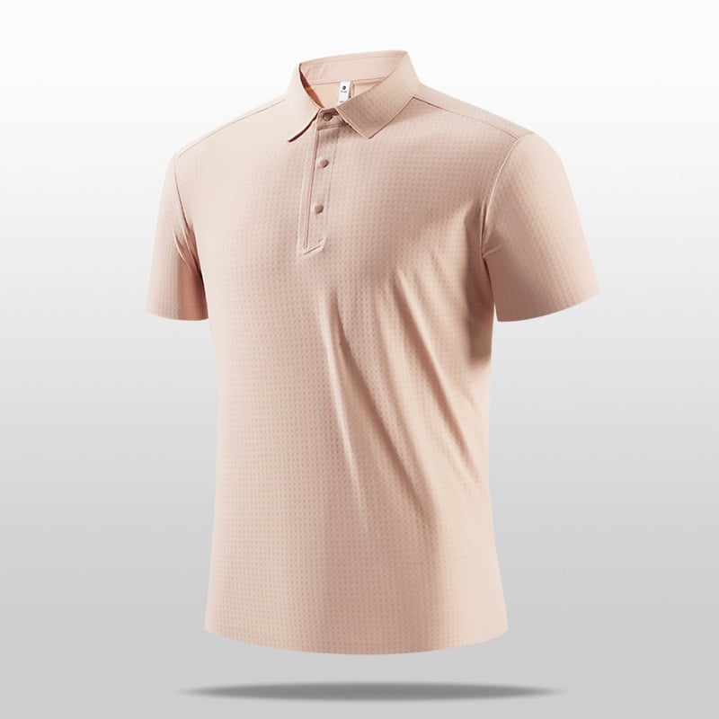 Ljetna poslovna polo majica – brzo sušeća, najlon mješavina, slim fit, stojeći ovratnik s detaljem koláže