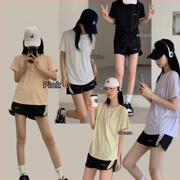 Vasaros unisex sportinis komplektas — kvėpuojantis, greitai džiūstantis, trumpomis rankovėmis, apvalus kaklo iškirptė, 30% spandex