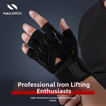 Fitneso pirštinės vyrams ir moterims, neslystantis delno apsauga, dalinai pirštų treniruočių pirštinės, tinkamos Deadlift ir bench press (Prekės ženklas Endurance; Medžiagos: 55% nailonas, 15% spandeksas, 8% Lycra, 8% poliuretanas, 14% poliesteris; Kategor