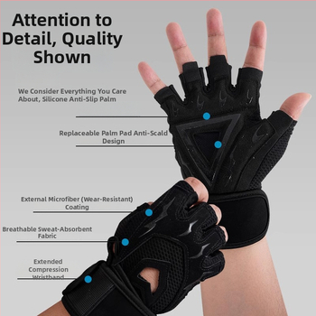 Fitneso pirštinės vyrams ir moterims, neslystantis delno apsauga, dalinai pirštų treniruočių pirštinės, tinkamos Deadlift ir bench press (Prekės ženklas Endurance; Medžiagos: 55% nailonas, 15% spandeksas, 8% Lycra, 8% poliuretanas, 14% poliesteris; Kategor