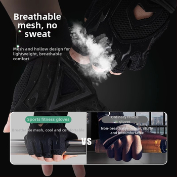 Fitneso pirštinės vyrams ir moterims, neslystantis delno apsauga, dalinai pirštų treniruočių pirštinės, tinkamos Deadlift ir bench press (Prekės ženklas Endurance; Medžiagos: 55% nailonas, 15% spandeksas, 8% Lycra, 8% poliuretanas, 14% poliesteris; Kategor