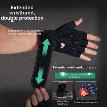 Fitneso pirštinės vyrams ir moterims, neslystantis delno apsauga, dalinai pirštų treniruočių pirštinės, tinkamos Deadlift ir bench press (Prekės ženklas Endurance; Medžiagos: 55% nailonas, 15% spandeksas, 8% Lycra, 8% poliuretanas, 14% poliesteris; Kategor