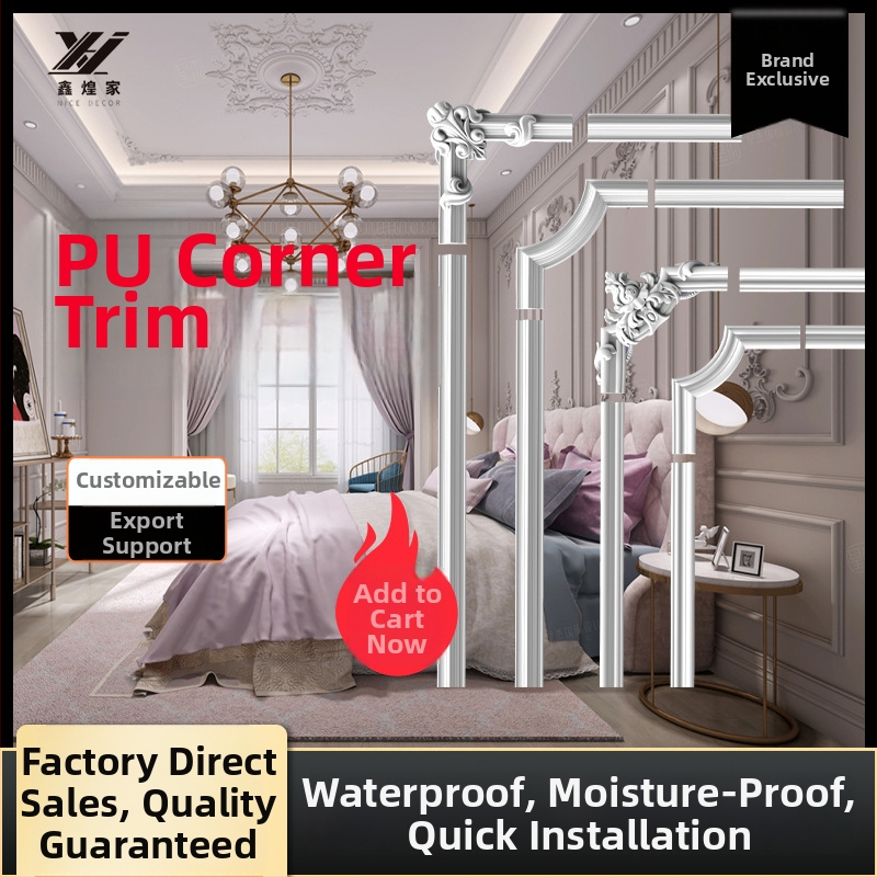 PU francia stílusú sarokdíszítő csík virágos mintával, nappaliba, TV falra (modell 9721, reliefes textúra)