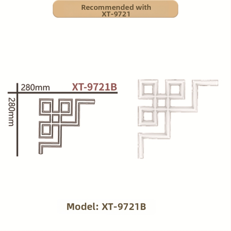PU prancūziško stilių kampinis dekoratyvinis juostelė gyvenamajam kambariui ir TV sienos rėmui (Modelis 9721, reljefinė tekstūra)