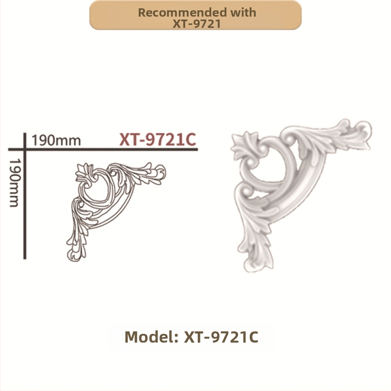 PU prancūziško stilių kampinis dekoratyvinis juostelė gyvenamajam kambariui ir TV sienos rėmui (Modelis 9721, reljefinė tekstūra)