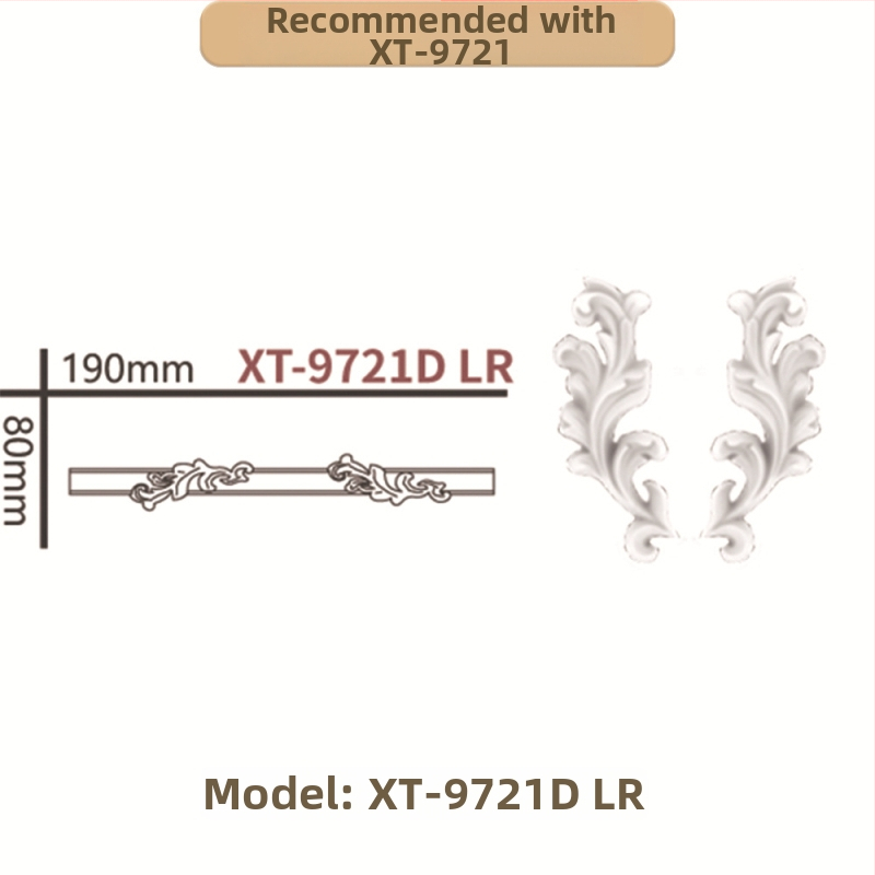 PU prancūziško stilių kampinis dekoratyvinis juostelė gyvenamajam kambariui ir TV sienos rėmui (Modelis 9721, reljefinė tekstūra)