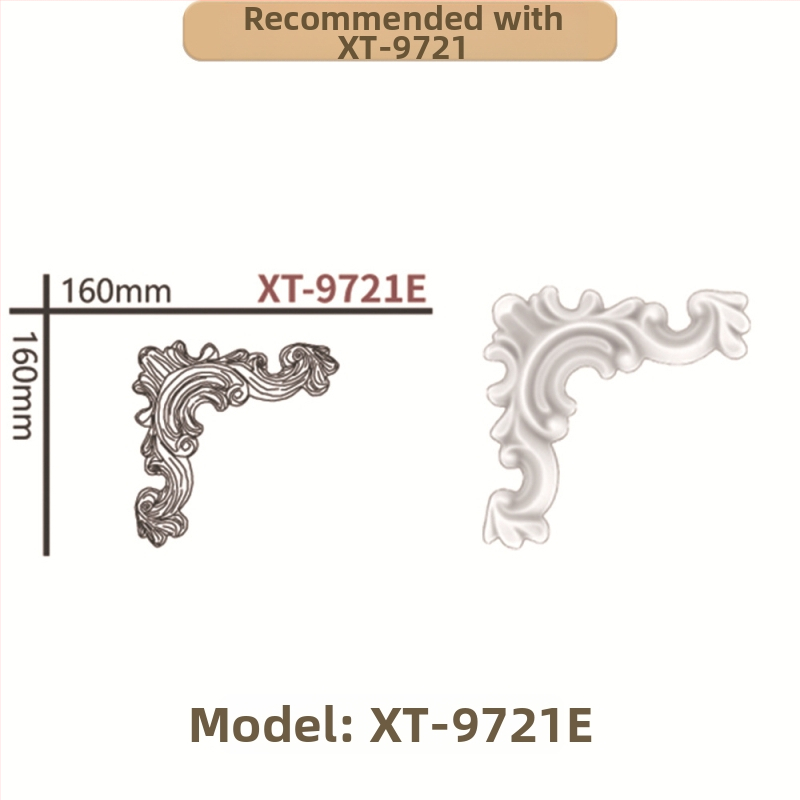 PU prancūziško stilių kampinis dekoratyvinis juostelė gyvenamajam kambariui ir TV sienos rėmui (Modelis 9721, reljefinė tekstūra)