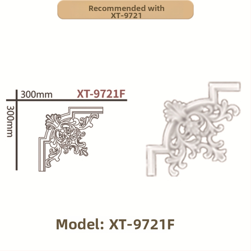 PU prancūziško stilių kampinis dekoratyvinis juostelė gyvenamajam kambariui ir TV sienos rėmui (Modelis 9721, reljefinė tekstūra)
