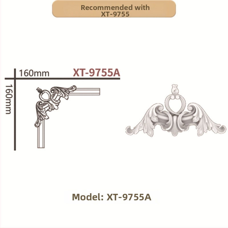 PU prancūziško stilių kampinis dekoratyvinis juostelė gyvenamajam kambariui ir TV sienos rėmui (Modelis 9721, reljefinė tekstūra)