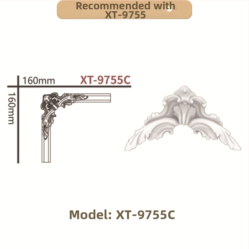 PU prancūziško stilių kampinis dekoratyvinis juostelė gyvenamajam kambariui ir TV sienos rėmui (Modelis 9721, reljefinė tekstūra)