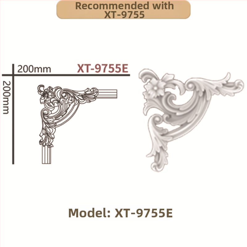 PU prancūziško stilių kampinis dekoratyvinis juostelė gyvenamajam kambariui ir TV sienos rėmui (Modelis 9721, reljefinė tekstūra)
