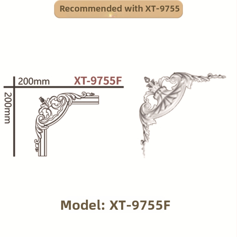 PU prancūziško stilių kampinis dekoratyvinis juostelė gyvenamajam kambariui ir TV sienos rėmui (Modelis 9721, reljefinė tekstūra)