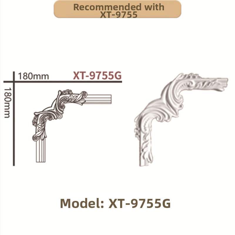 PU prancūziško stilių kampinis dekoratyvinis juostelė gyvenamajam kambariui ir TV sienos rėmui (Modelis 9721, reljefinė tekstūra)