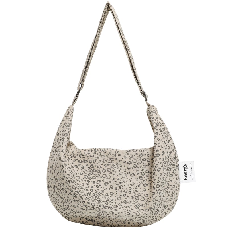 Geantă crossbody dumpling din material textil, închidere cu fermoar, căptușeală poliester-bumbac