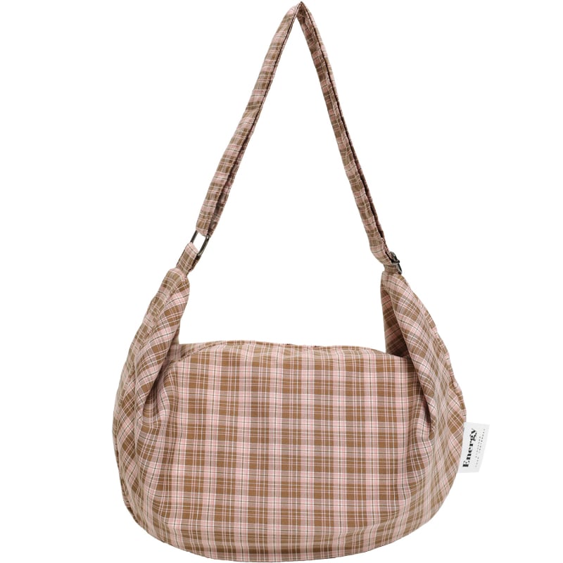 Geantă crossbody dumpling din material textil, închidere cu fermoar, căptușeală poliester-bumbac