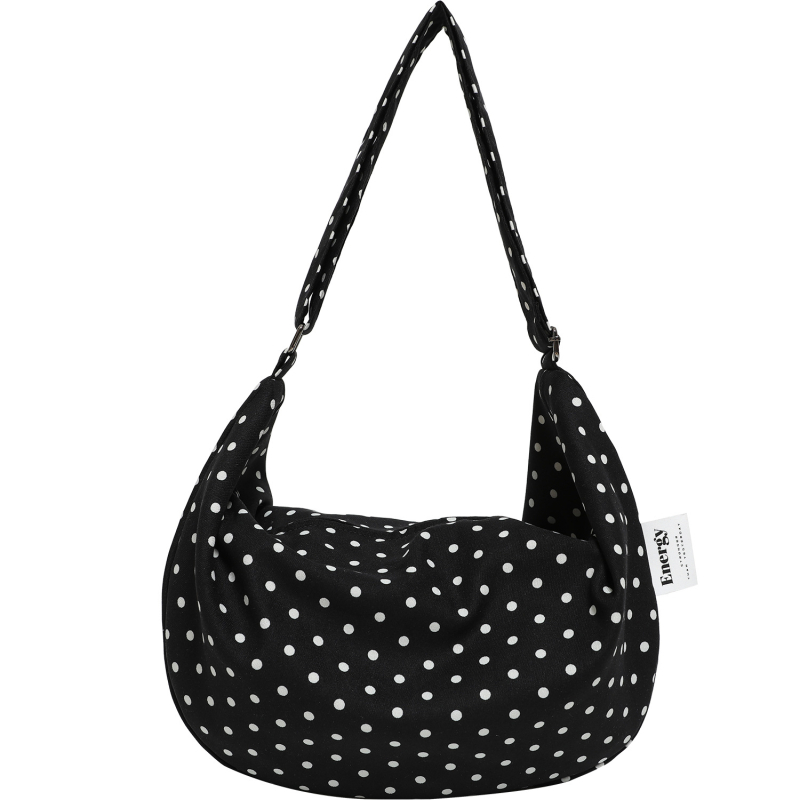 Geantă crossbody dumpling din material textil, închidere cu fermoar, căptușeală poliester-bumbac