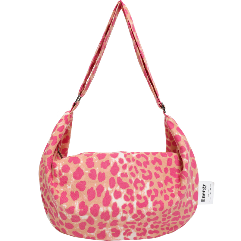 Geantă crossbody dumpling din material textil, închidere cu fermoar, căptușeală poliester-bumbac