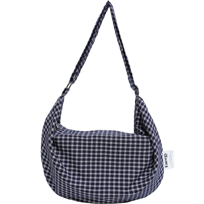 Geantă crossbody dumpling din material textil, închidere cu fermoar, căptușeală poliester-bumbac