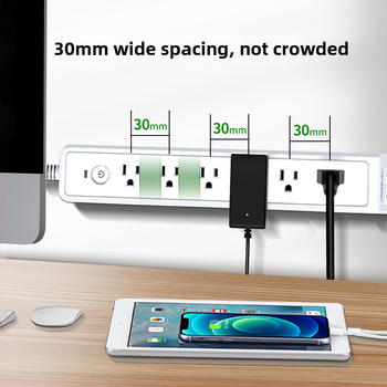 Šešių lizdų maitinimo juosta su USB įkrovimo jungtimi, apsauga nuo perkrovos, liepsnai atsparus ABS korpusas, CE sertifikatas