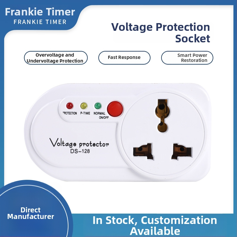 FRANK CE-certified įtampos apsaugos lizdas buitiniams šaldytuvams su automatinio išjungimo funkcija ir laikmačiu
