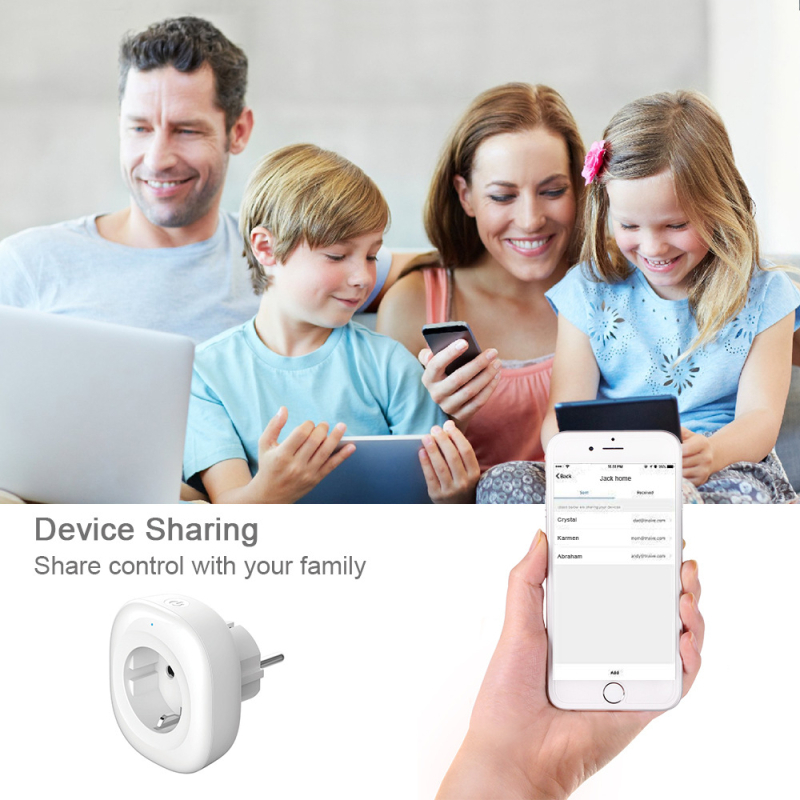 Išmani Wi-Fi lizda su nuotolinio valdymo ir laikmačiu – Alexa suderinama, 16A, 110–240V, 3680W, fosforo bronzos kontaktai