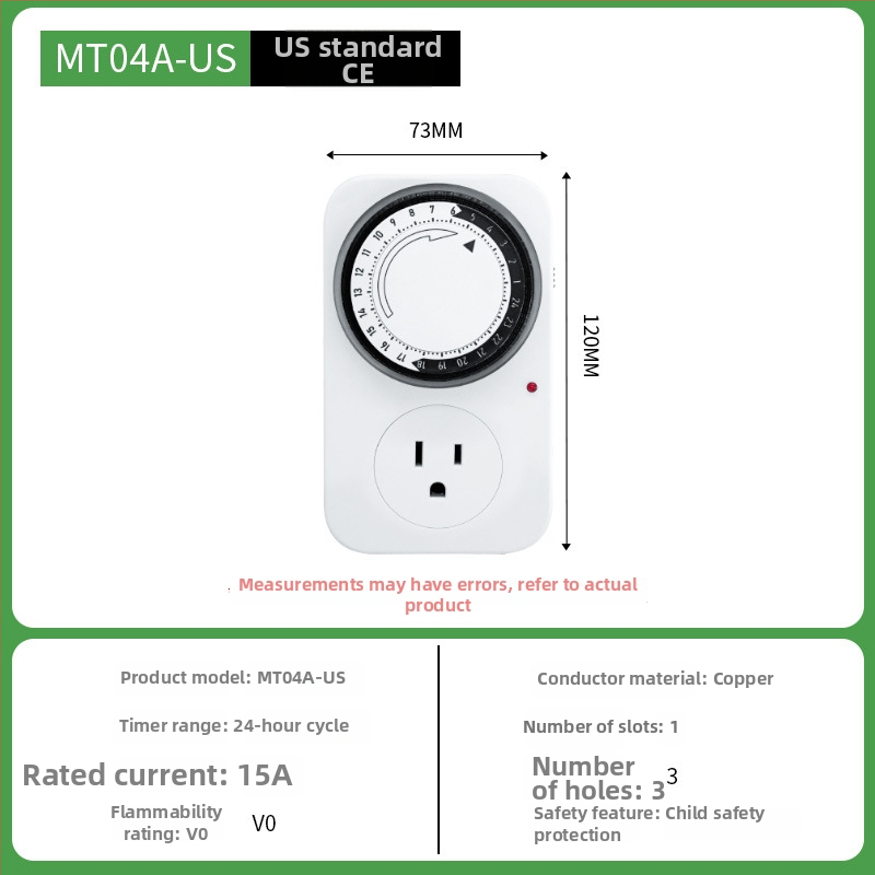 Fan qin 24H mechaninis laikmatis kištukui su apsauga nuo perkrovos ir automatinį maitinimo išjungimą (CE)