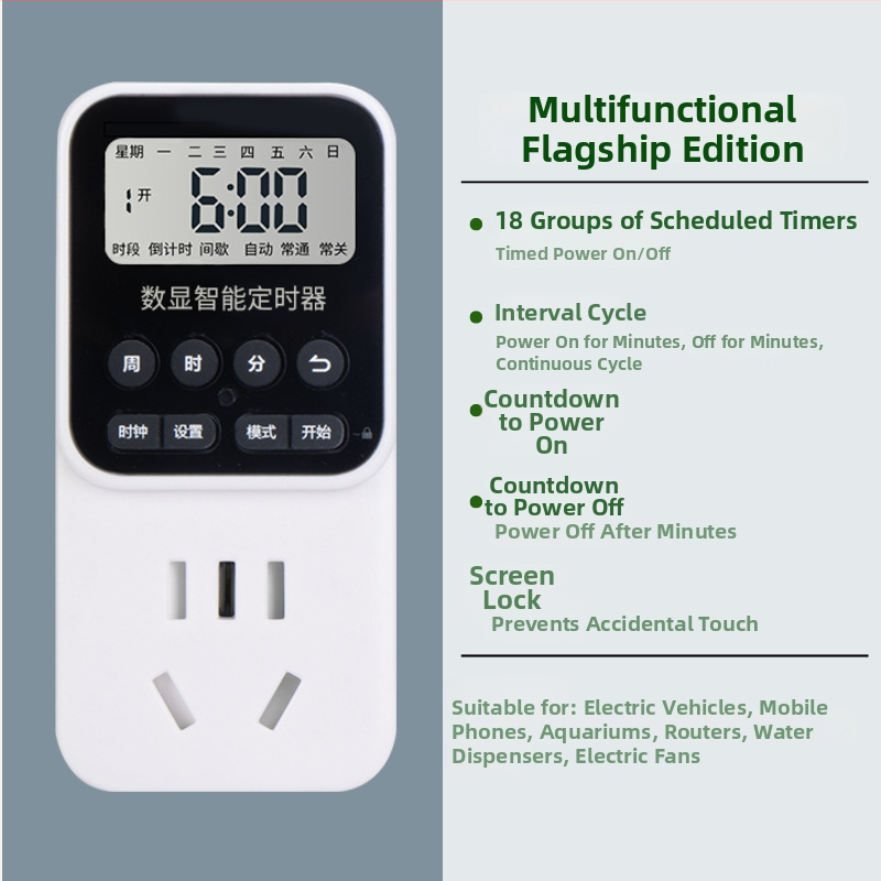 Išmanioji laido lizdą su laikmačiu, automatinis išjungimas, laikmačio valdymas EV įkrovimui, 24 valandų ciklas • Prekės ženklas: voampere • CCC sertifikuotas • Laikmačio funkcija