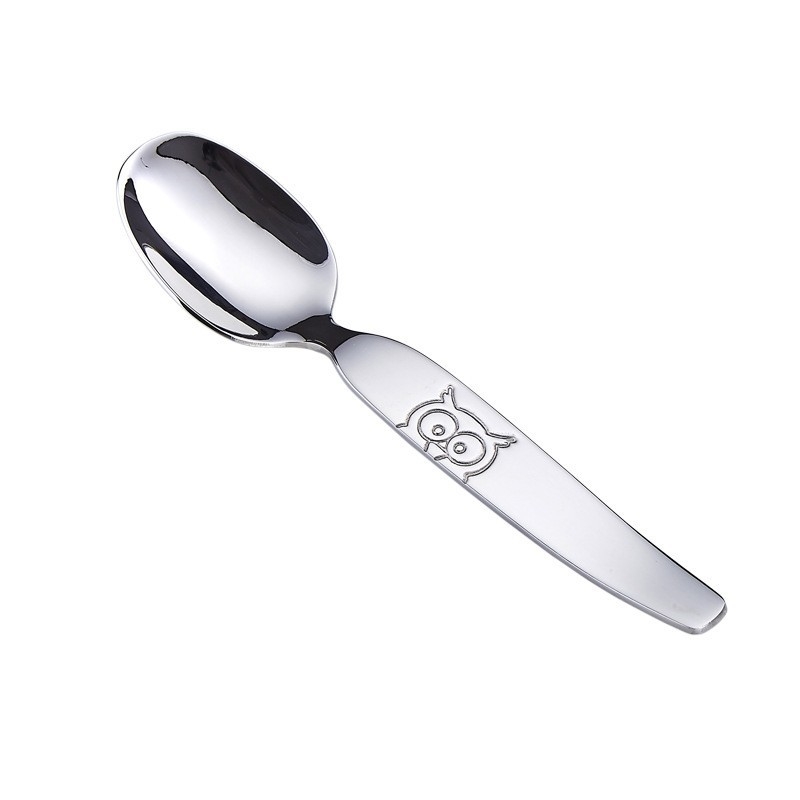 Set žlica i vilica od 316 nehrđajućeg čelika za djecu, uzorak sove, ogledni završni sloj