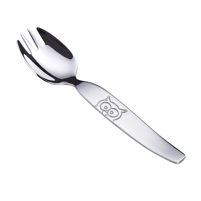 Set žlica i vilica od 316 nehrđajućeg čelika za djecu, uzorak sove, ogledni završni sloj