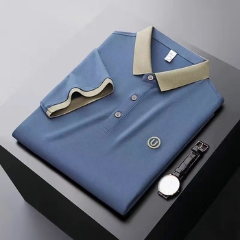 Muška polo majica širokih krojeva s izvezenim logom, ljeto, casual-poslovni stil