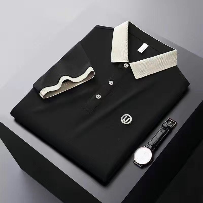 Muška polo majica širokih krojeva s izvezenim logom, ljeto, casual-poslovni stil