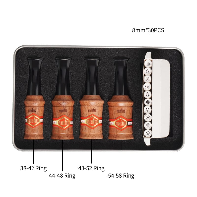 Drveni set filtra za usta cigare s filtrom, raspon 38–58 prstenova, prilagodljiv, šifra proizvoda 2501HT38-58FDLH