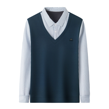 Πολό πουκάμισο - casual, μακρύ μανίκι, ριγέ, επένδυση φλίς, άνοιξη-φθινόπωρο