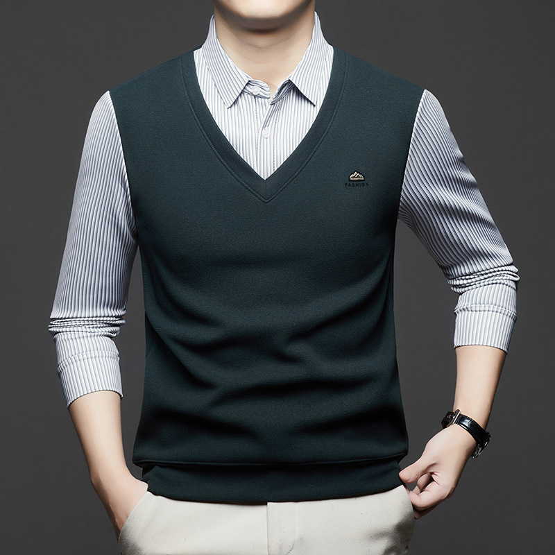 Πολό πουκάμισο - casual, μακρύ μανίκι, ριγέ, επένδυση φλίς, άνοιξη-φθινόπωρο