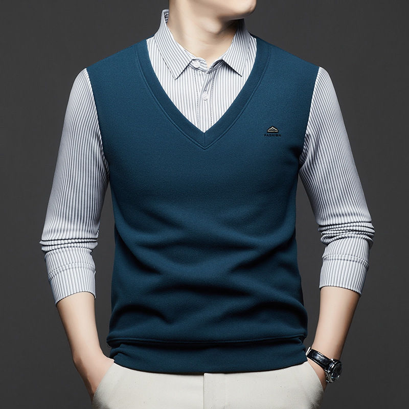 Πολό πουκάμισο - casual, μακρύ μανίκι, ριγέ, επένδυση φλίς, άνοιξη-φθινόπωρο