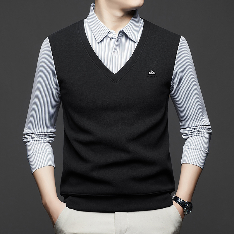 Πολό πουκάμισο - casual, μακρύ μανίκι, ριγέ, επένδυση φλίς, άνοιξη-φθινόπωρο