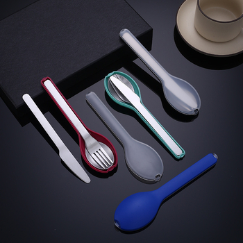 Kelioniniai stalo įrankiai iš 430 nerūdijančio plieno: peilis, šakutė ir šaukštas, veidrodinis poliravimas, kartiniam naudojimui, nešiojami kempingams, logotipo spausdinimo galimybė