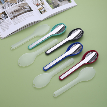 Kelioniniai stalo įrankiai iš 430 nerūdijančio plieno: peilis, šakutė ir šaukštas, veidrodinis poliravimas, kartiniam naudojimui, nešiojami kempingams, logotipo spausdinimo galimybė