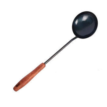 Rankų darbo geležies šaukšto ir mentele su medinėmis rankenėlėmis, virtuvės apsauga nuo nudegimų, prekės ženklas Zhen Sheng Yi