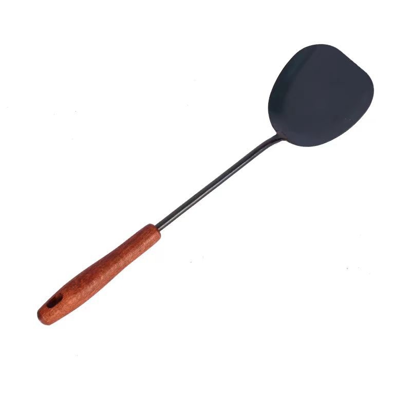 Rankų darbo geležies šaukšto ir mentele su medinėmis rankenėlėmis, virtuvės apsauga nuo nudegimų, prekės ženklas Zhen Sheng Yi