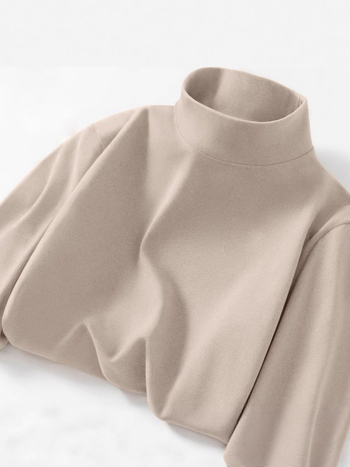 Мъжка тениска с двойно поларено подплъване, дълъг ръкав, висока яка, минималистичен стил, полиестер