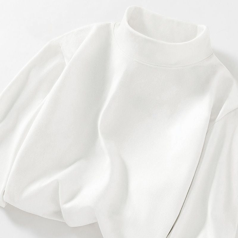 Мъжка тениска с двойно поларено подплъване, дълъг ръкав, висока яка, минималистичен стил, полиестер