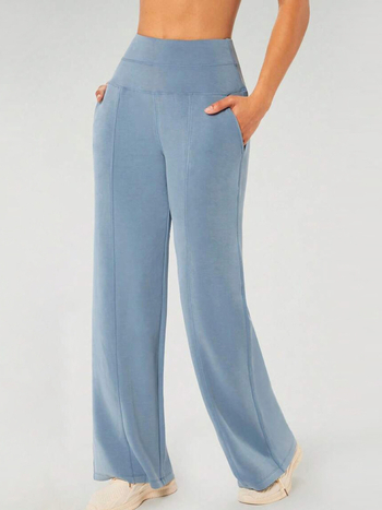 Ženske široke hlače s visokim strukom, poliester-spandeks mješavina, bez glačanja, svakodnevni elegantni stil