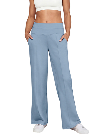 Ženske široke hlače s visokim strukom, poliester-spandeks mješavina, bez glačanja, svakodnevni elegantni stil