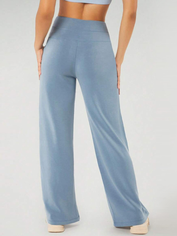 Ženske široke hlače s visokim strukom, poliester-spandeks mješavina, bez glačanja, svakodnevni elegantni stil