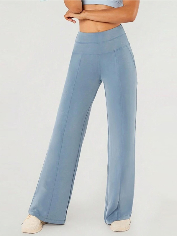 Ženske široke hlače s visokim strukom, poliester-spandeks mješavina, bez glačanja, svakodnevni elegantni stil