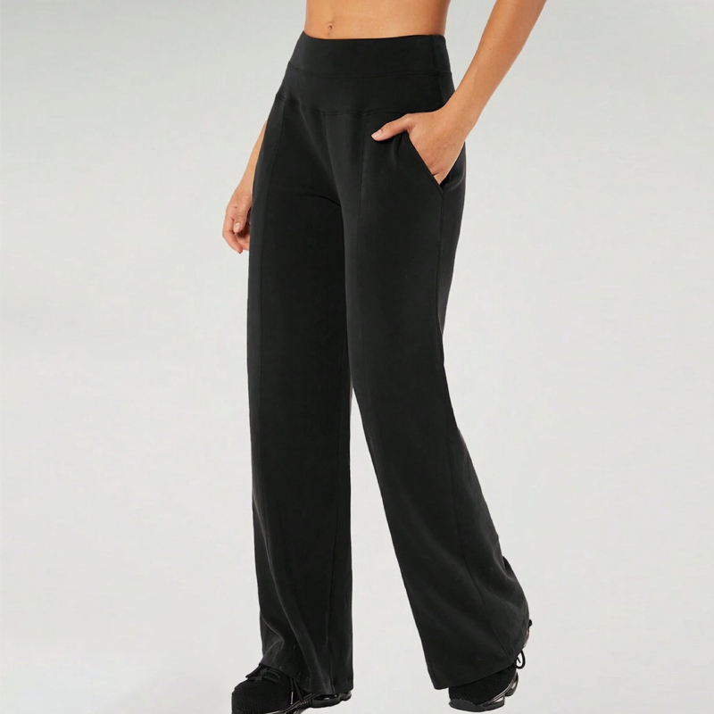 Ženske široke hlače s visokim strukom, poliester-spandeks mješavina, bez glačanja, svakodnevni elegantni stil