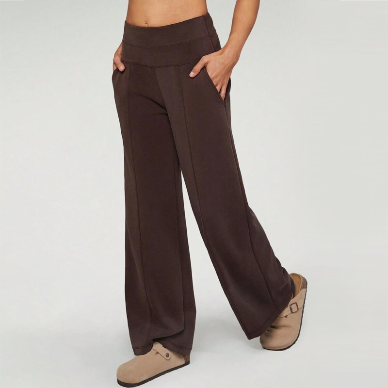Ženske široke hlače s visokim strukom, poliester-spandeks mješavina, bez glačanja, svakodnevni elegantni stil