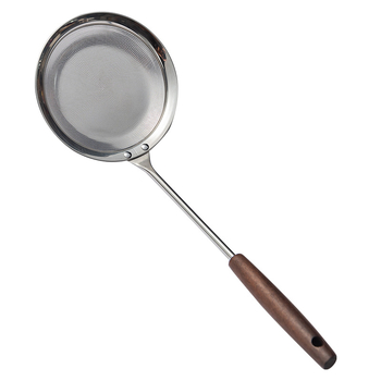 316 nerūdijančio plieno tirštėjantis putų šaukštas su medine rankena – keptuvės tinklo sietas