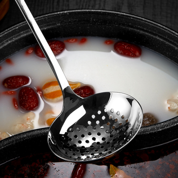 316 nerūdijančio plieno sriubos šaukštas su sieteliu, ilgai rankena – virtuvei, aukštos temperatūros atsparumas, nudegimų apsauga